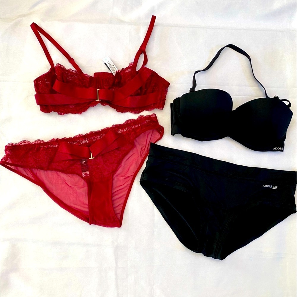 Adore Me Elegant Red and Black Lingerie Set Size 36A / M